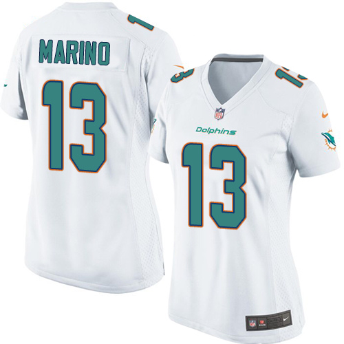 Women's Elite Dan Marino Nike Jersey White Road - #13 NFL Miami Dolphins